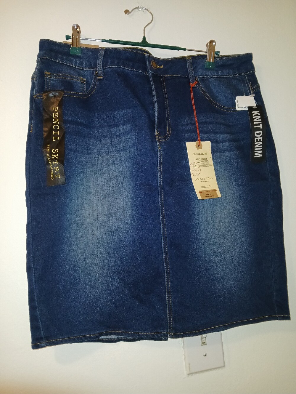 Angel Kiss Dark Blue Denim Pencil Skirt